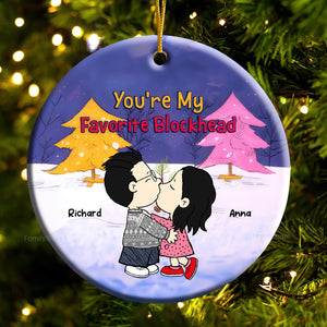 You're My Favorite Blockhead Peanuts - Personalized Ceramic Ornament - Gift For Couple, Husband Wife, Anniversary, Engagement, Wedding, Marriage Gift CL45 NH96