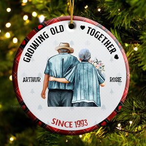 Old Couple Growing Old Together - Gift For Couples - Personalized Ceramic Ornament - CL29 NH96