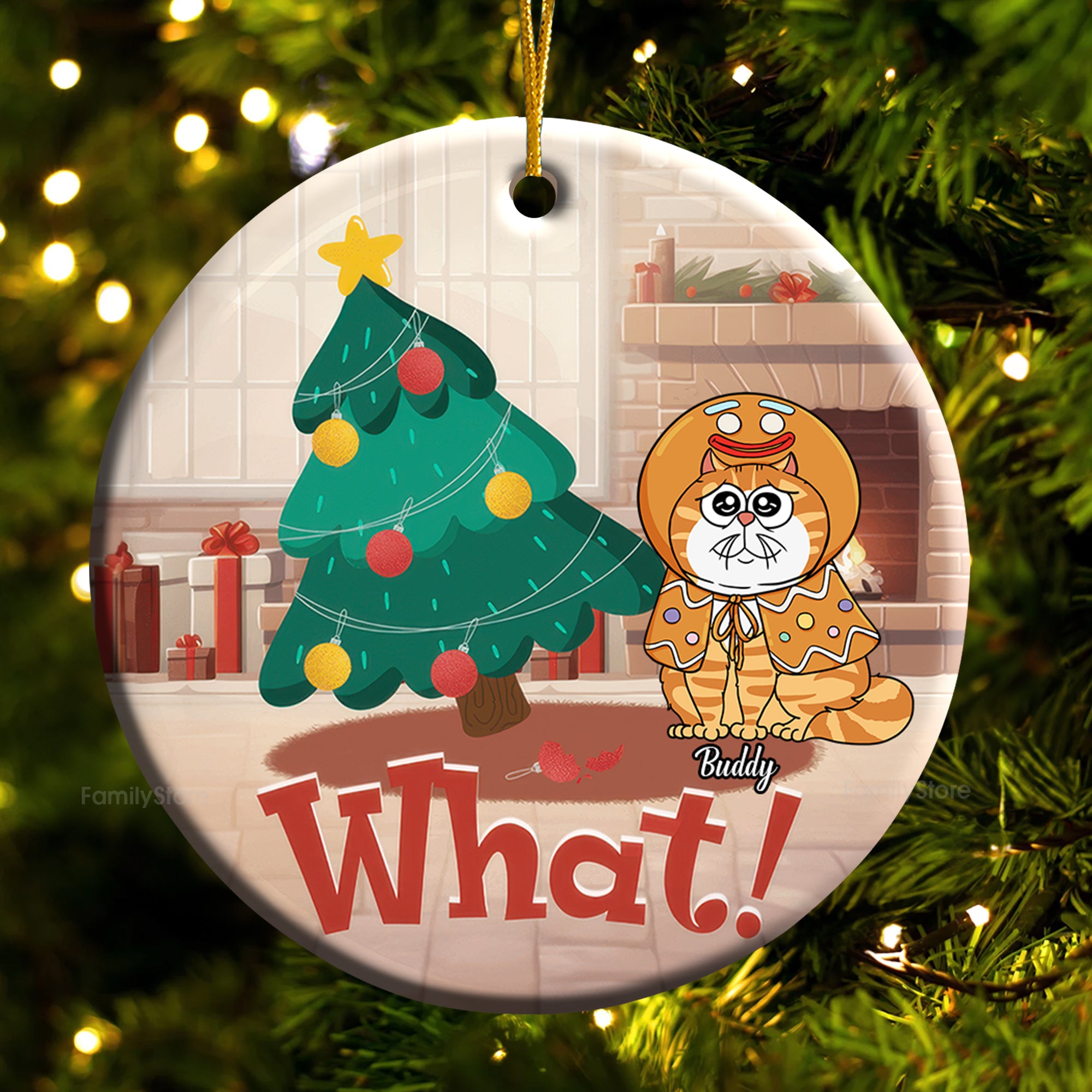 Knocked Down The Christmas Tree - Gift For Cat Lover, Pet Lovers - Personalized Ceramic Ornament - CLP03 NH96