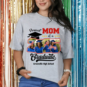 Custom Photo Proud Family Of A Class Of 2025 Graduate Senior - Personalized Custom Graduation T Shirt - Loving Gift for Grandma, Grandpa, Mom, Dad, Brother, Sister, Aunt, Uncle - PT