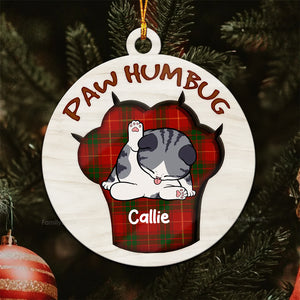 Christmas Paw Humbug - Personalized Wood Ornament - Gift For Cat Lover, Cat Mom, Cat Dad - CLP10 NA94