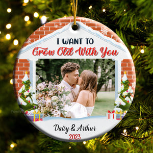 Custom Photo I Want To Grow Old With You - Gift for Couples - Personalized Ceramic Ornament - CRAWL NH96