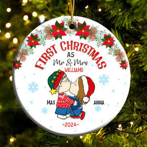 Peanuts First Chrisimas As Mr & Mrs - Gift For Couples - Personalized Ceramic Ornament - CL45 NH96