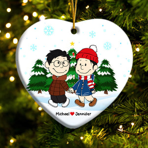 Peanuts Christmas Couple  - Personalized Ceramic Ornament - Gift For Couple, Husband Wife, Anniversary, Engagement, Wedding, Marriage Gift - CL43 NH96