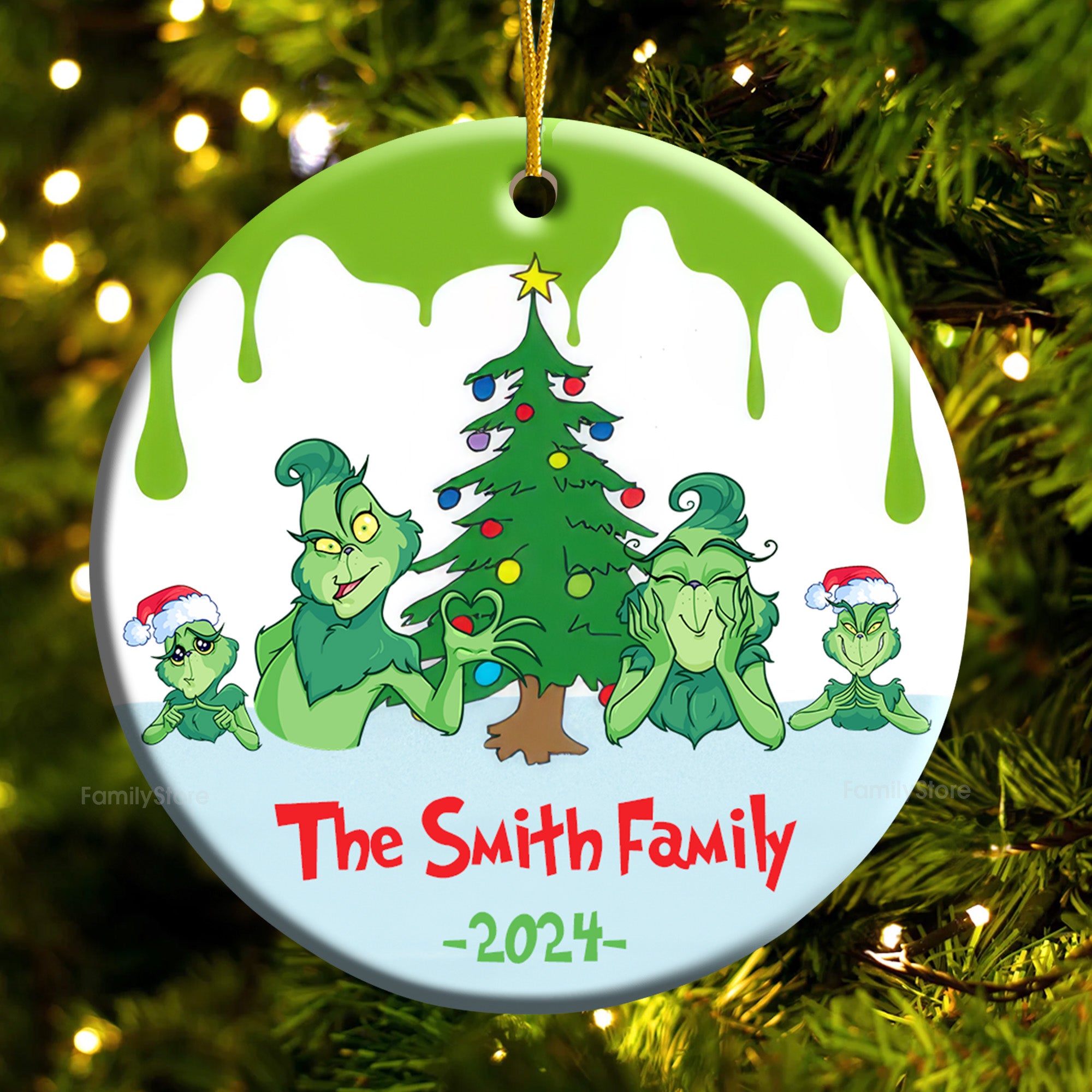 Merry Grinchmas The Green Monster Stolen The Christmas - Gift For Family - Personalized Ceramic Ornament - CL27 NA94