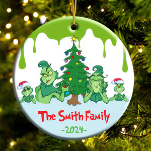 Meowy Grinchmas Stolen The Christmas - Gift For Family - Personalized Ceramic Ornament - CL27 NA94