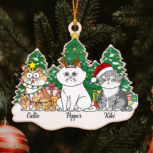 Sitting On Snow Christmas Tree - Gift For Cat Lover, Pet Lovers - Personalized Wood Ornament - CLP03 NH96