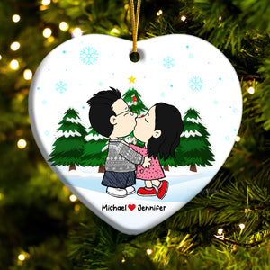 Peanuts Christmas Couple  - Personalized Ceramic Ornament - Gift For Couple, Husband Wife, Anniversary, Engagement, Wedding, Marriage Gift - CL45 NH96