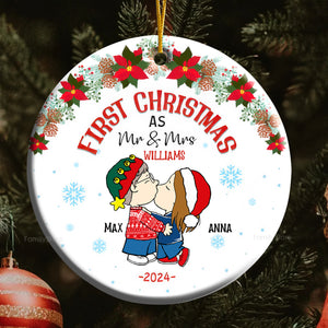 Peanuts First Chrisimas As Mr & Mrs - Gift For Couples - Personalized Ceramic Ornament - CL45 NH96