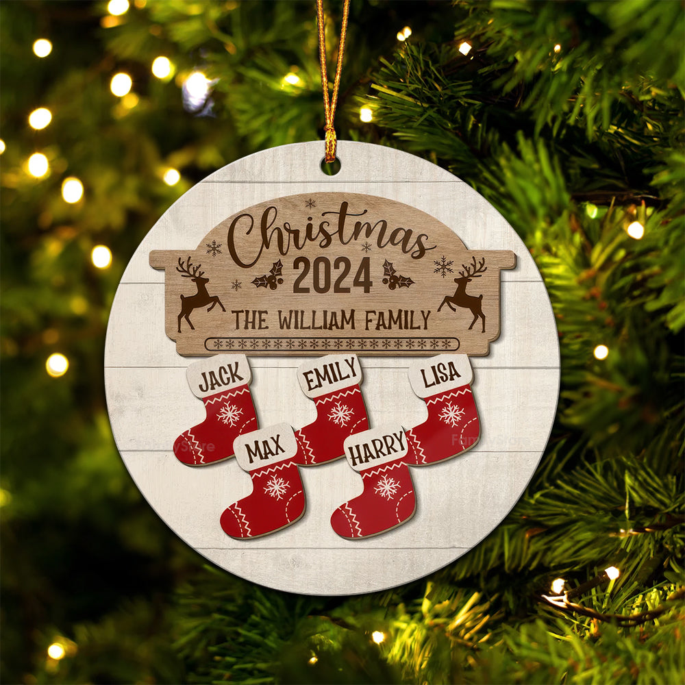 There Are Some Gifts In The Socks - Gift For Family - Personalized Wood Ornament - NA94