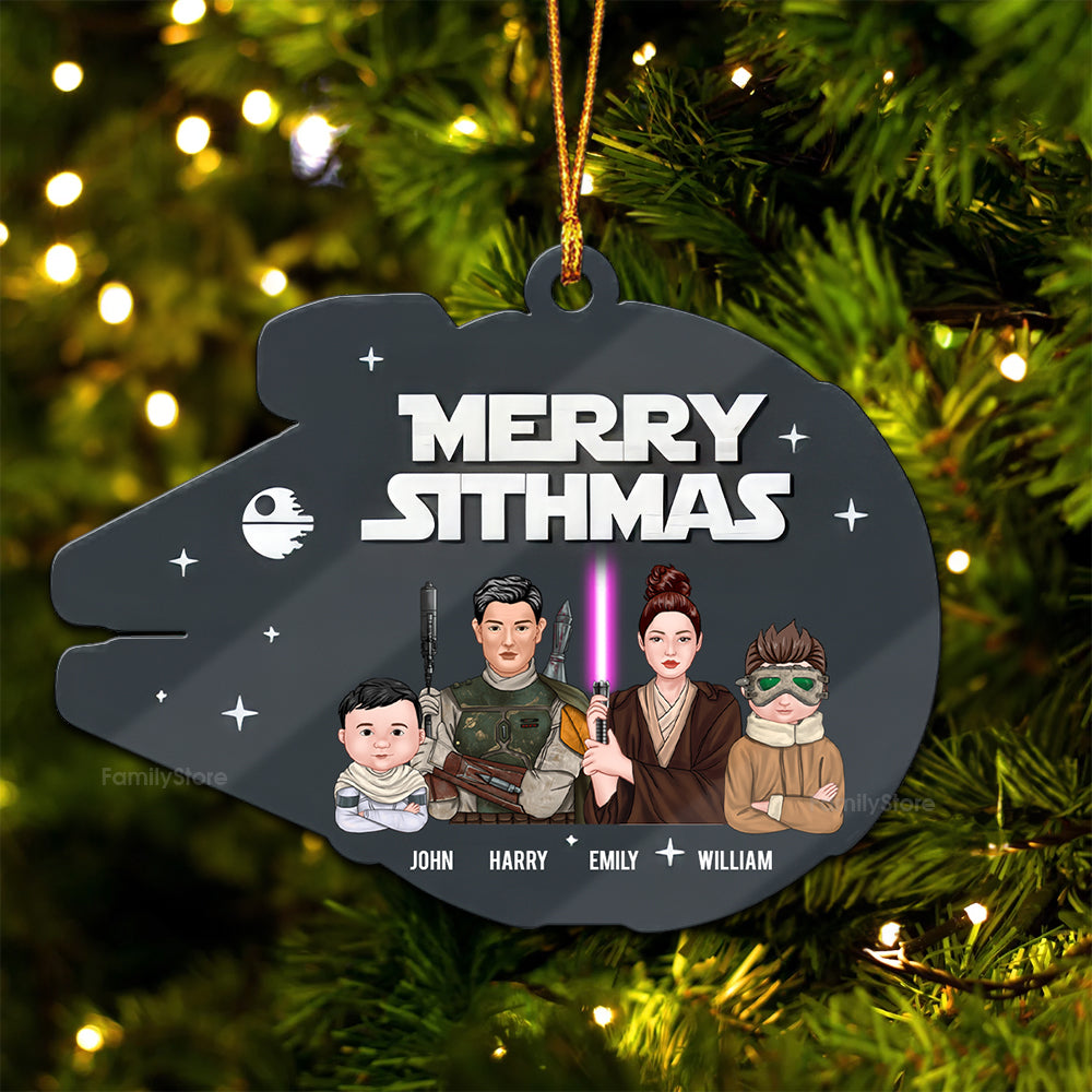 Merry Christmas Star War Family - Personalized Wood Ornament - Gift For Family Members - CL46 NA94