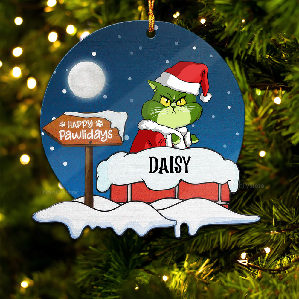 Grinch Meowy Christmas - Gift For Cat Lover, Pet Lovers - Personalized Wood Ornament - CL16 NH96