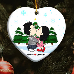 Peanuts Christmas Couple  - Personalized Ceramic Ornament - Gift For Couple, Husband Wife, Anniversary, Engagement, Wedding, Marriage Gift - CL45 NH96