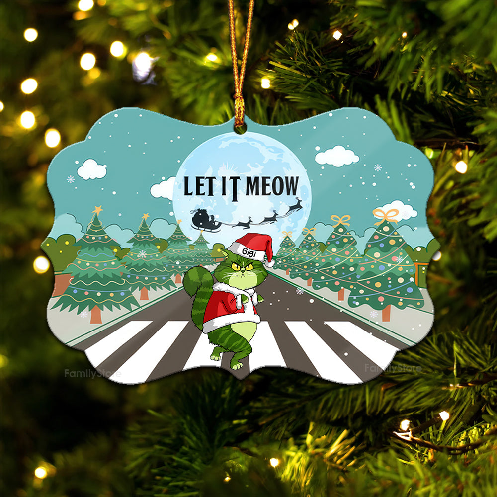 Let It Meow Grinch Cats- Gift For Cat Lover, Pet Lovers - Personalized Wood Ornament - CL16 NH96