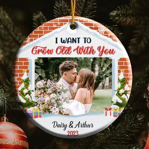 Custom Photo I Want To Grow Old With You - Gift for Couples - Personalized Ceramic Ornament - CRAWL NH96