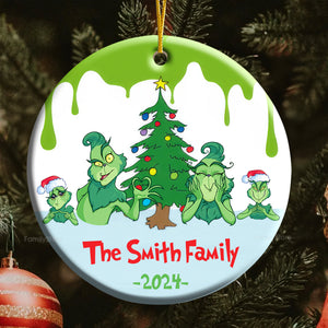 Meowy Grinchmas Stolen The Christmas - Gift For Family - Personalized Ceramic Ornament - CL27 NA94