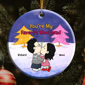 You're My Favorite Blockhead Peanuts - Personalized Ceramic Ornament - Gift For Couple, Husband Wife, Anniversary, Engagement, Wedding, Marriage Gift CL45 NH96