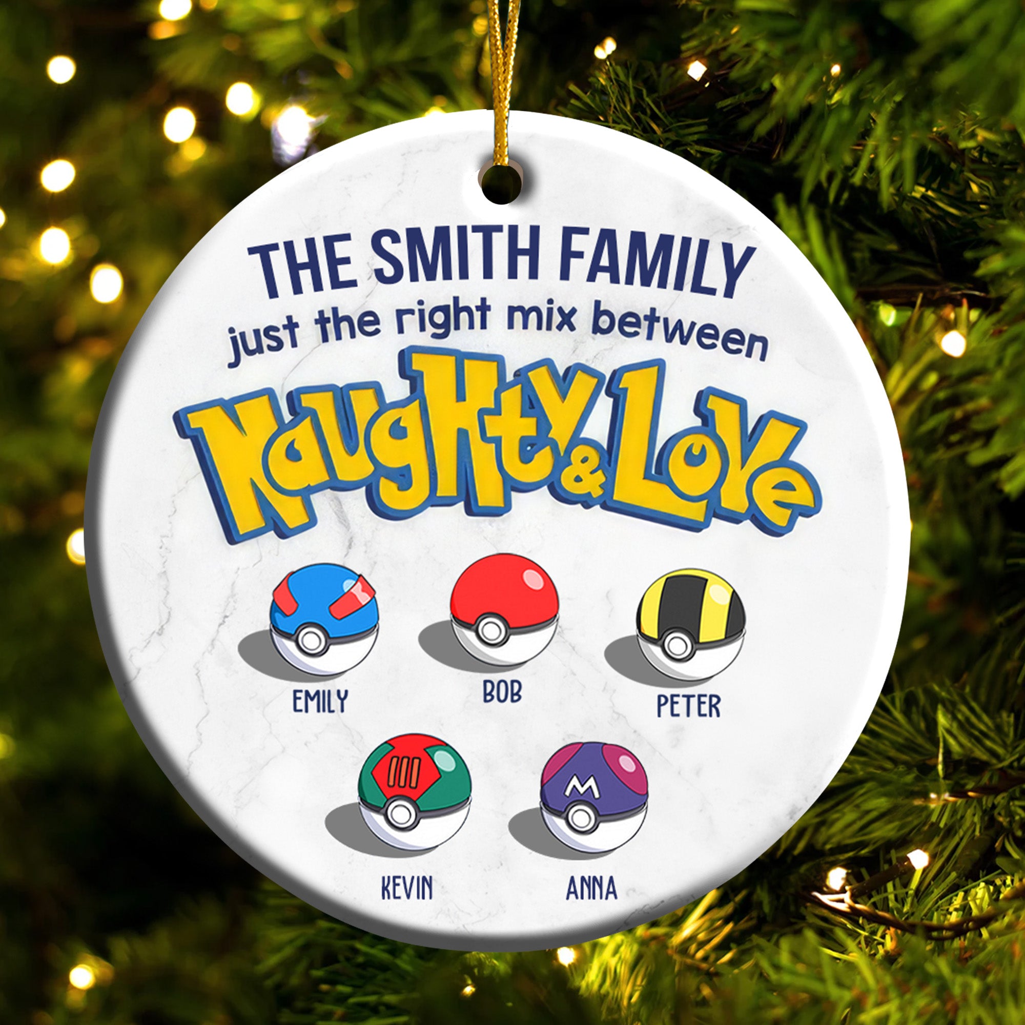 Pokemon Family Just The Right Mix Between Naughty And Love - Gift For Family - Personalized Ceramic Ornament - CL10 NA94