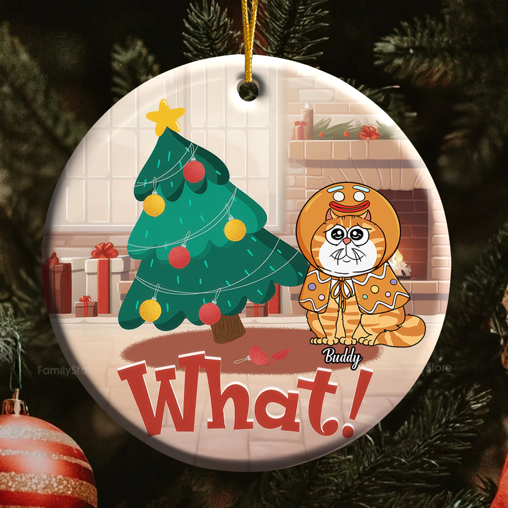 Knocked Down The Christmas Tree - Gift For Cat Lover, Pet Lovers - Personalized Ceramic Ornament - CLP03 NH96