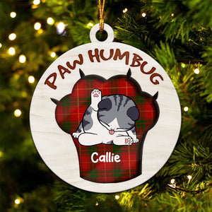 Christmas Paw Humbug - Personalized Wood Ornament - Gift For Cat Lover, Cat Mom, Cat Dad - CLP10 NA94