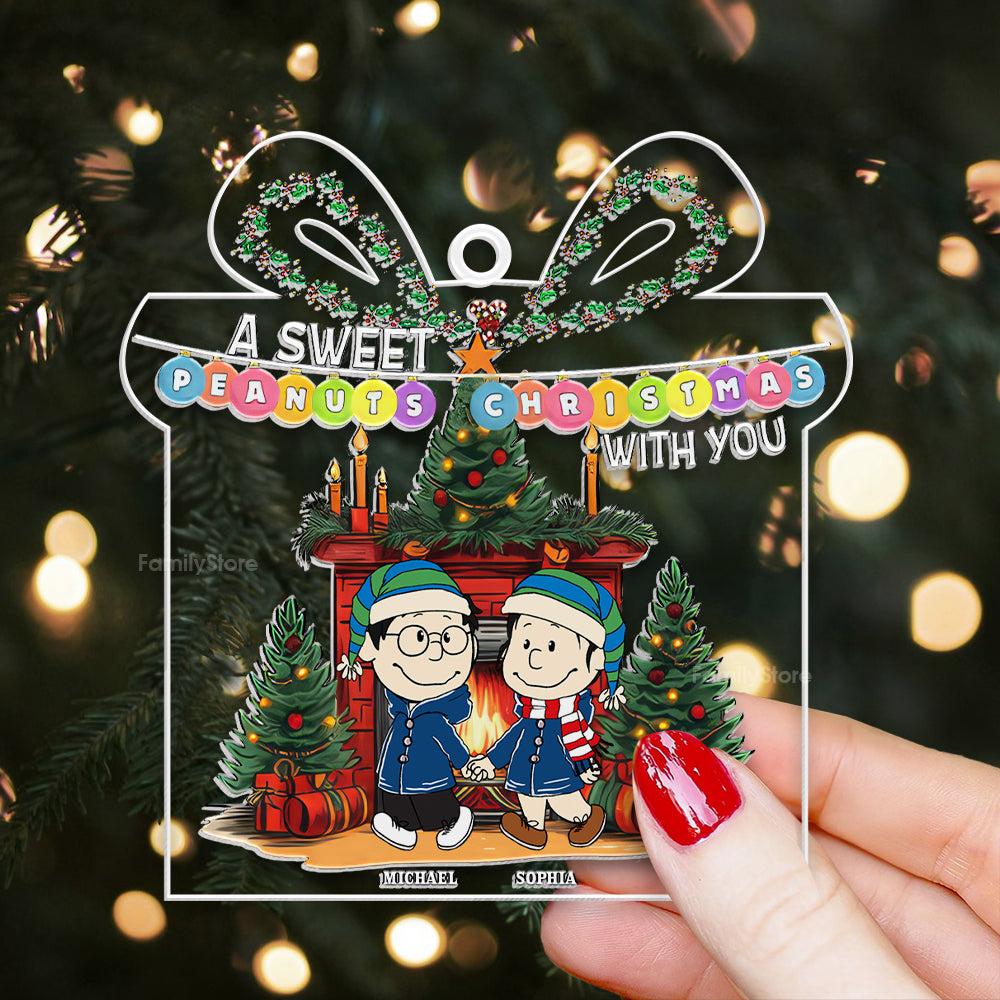 A Sweet Peanuts Christmas With You - Personalized Acrylic Ornament - Gift For Couple, Husband Wife, Anniversary, Engagement, Wedding, Marriage Gift - CL43 NH96