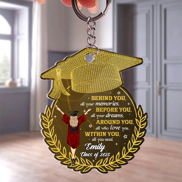 Behind You All Your Graduation Memories - Personalized Acrylic Keychain | GR4 NA94