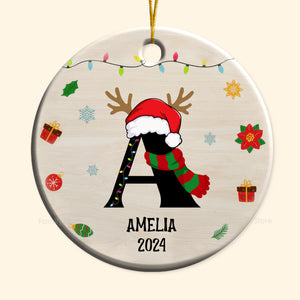 Name Monogram Christmas Family - Gift For Family - Personalized Ceramic Ornament NA94