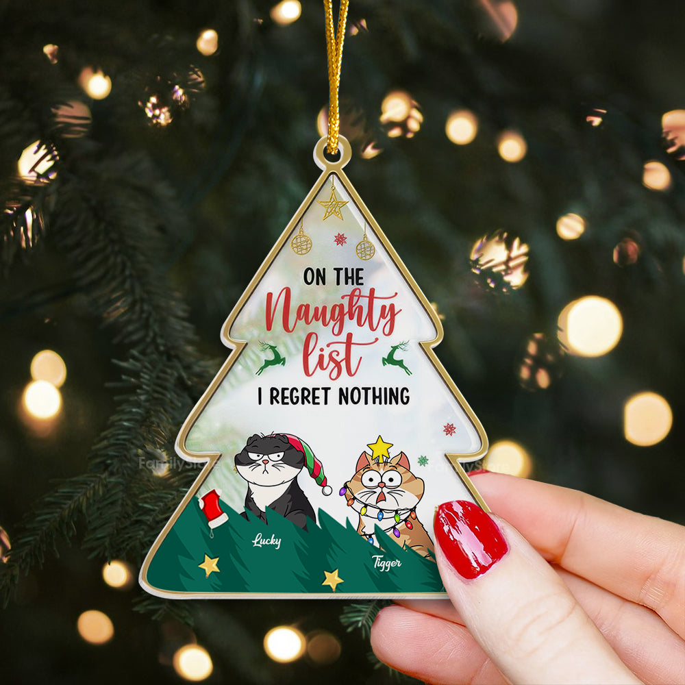 On The Naughty List, We Regret Nothing - Gift For Cat Lover, Pet Lovers - Personalized Acrylic Ornament NH96