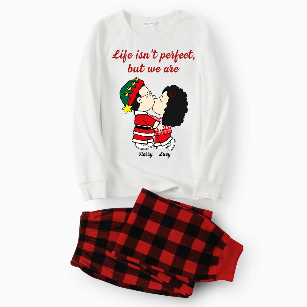 Life Isn't Perfect But We Are, Peanuts - Personalized Unisex Pajamas Set - Gift For Couple, Husband Wife, Anniversary, Engagement, Wedding, Marriage - CL45 NA94