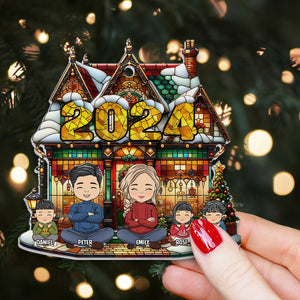 Stay Home In Christmas Warm Family - Christmas Gift For Family Members - Personalized Acrylic Ornament - CL35 NA94