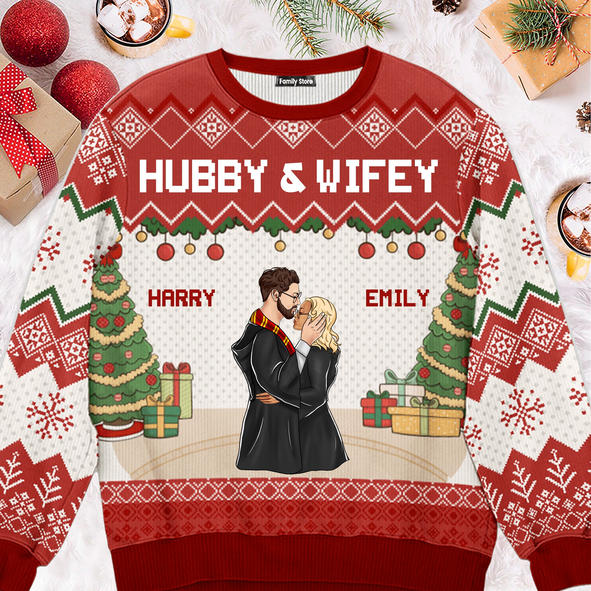 Hubby And Wifey Harry Potter - Personalized Ugly Sweatshirt - Gift For Couple, Husband Wife, Anniversary CL20 NH96