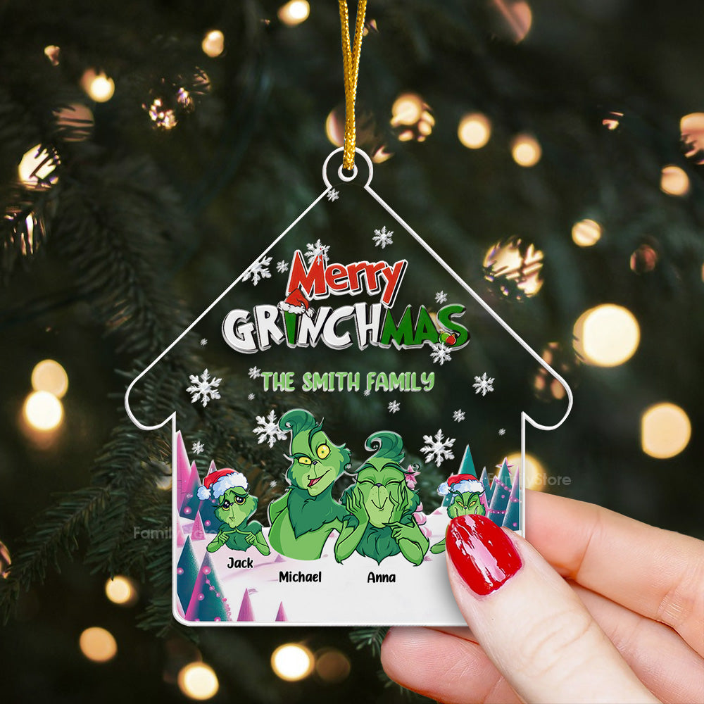 The Grinch House Merry Christmas - Gift For Family - Personalized Acrylic Ornament - CL27 NA94