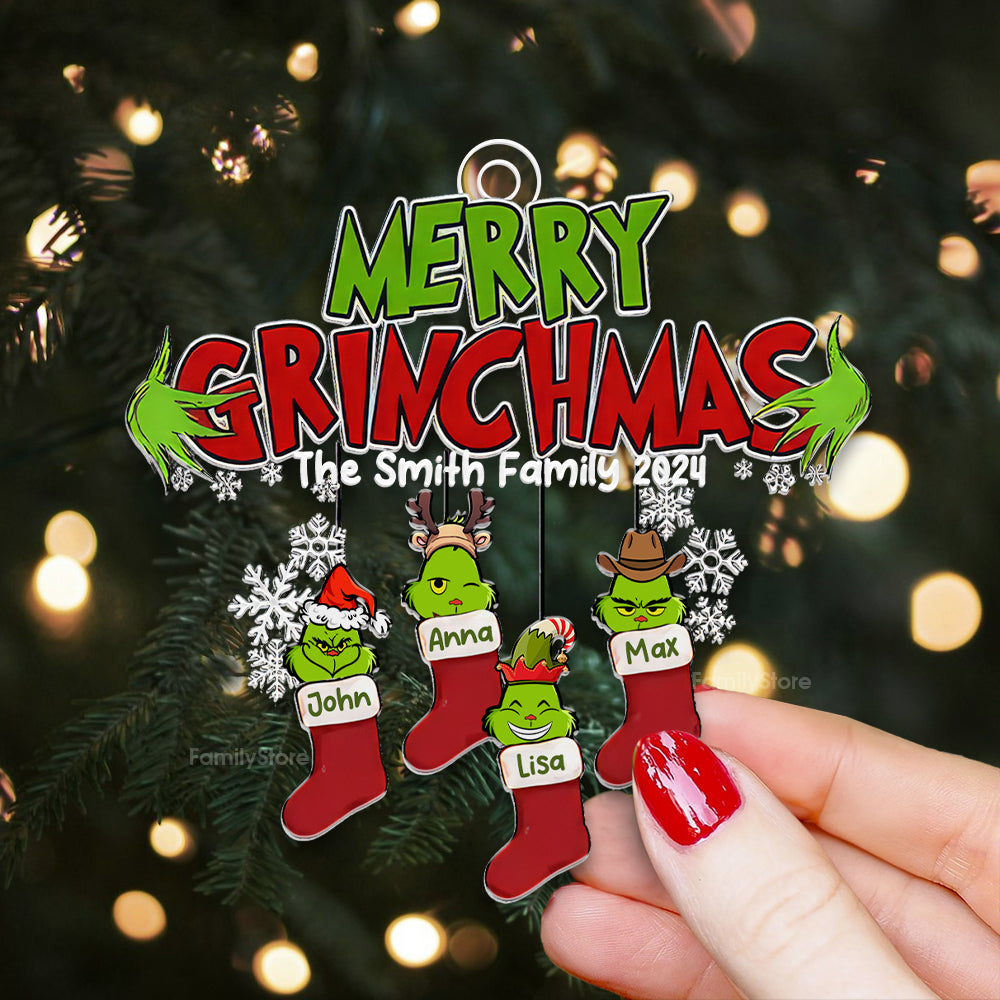 Merry Grinchmas Hohoho - Gift For Family Members - Personalized Acrylic Ornament  - CL42 NA94