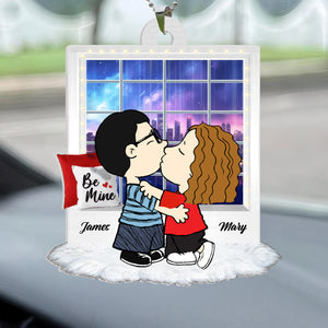 Peanuts Couples On Window - Personalized Car Ornament - Gift For Couple, Husband Wife, Anniversary, Engagement, Wedding, Marriage Gift GR9 NH96