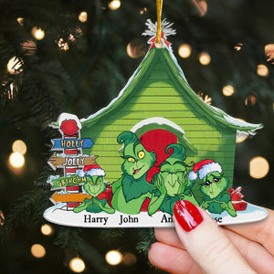 Green Monster Family Merry Christmas - Gift For Family Members - Personalized Acrylic Ornament  - CL27