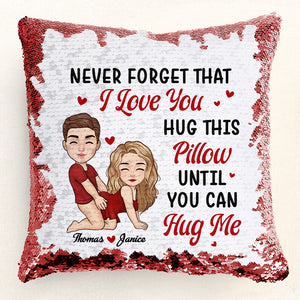 Couple I'd Rather Be Kissing You  - Personalized  Sequin Pillow  - Gift For Couple, Husband Wife, Anniversary, Engagement, Wedding, Marriage Gift|GR10 NA94