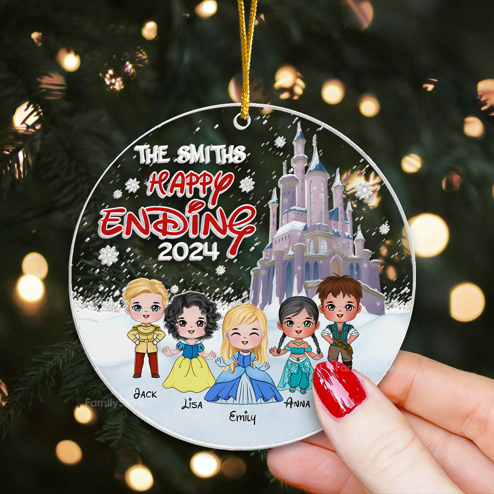 The Happy Ending Fairy Tale Prince And Princess - Gift For Family - Personalized Acrylic Ornament - CL23 NA94