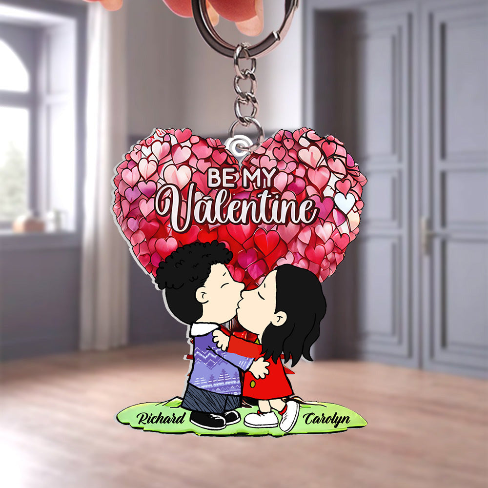 Be My Valentine Peanuts - Personalized Acrylic Keychain - Gift For Couple, Husband Wife, Anniversary, Engagement, Wedding, Marriage Gift GR9 NH96