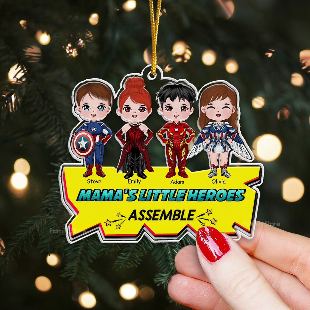 Little Heroes Assemble - Gift For Family, Kids - Personalized Acrylic Ornament - CL24 NA94