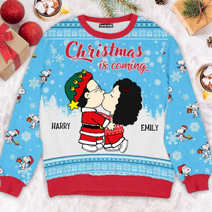 Peanuts Snoopopy Christmas Is Coming - Personalized Ugly Sweatshirt - Gift For Couple, Husband Wife, Anniversary  NH96