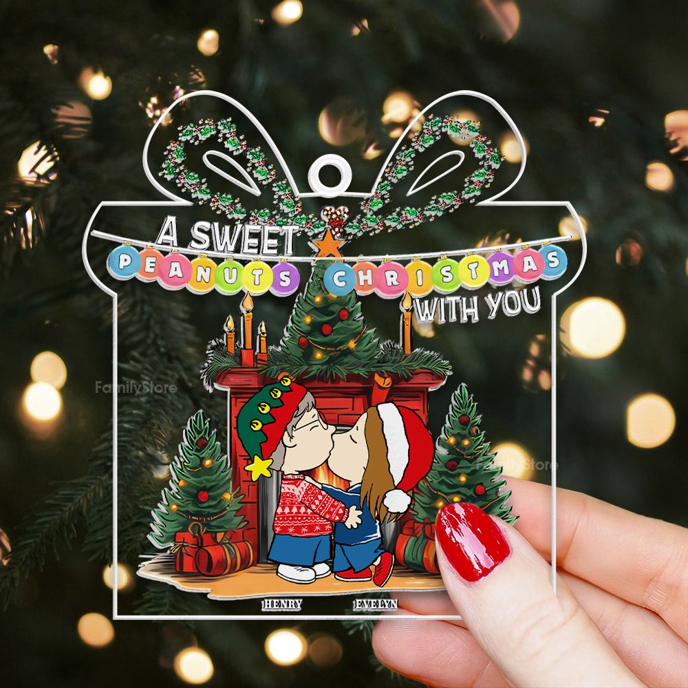 A Sweet Peanuts Christmas With You - Personalized Acrylic Ornament - Gift For Couple, Husband Wife, Anniversary, Engagement, Wedding, Marriage Gift - CL45 NH96