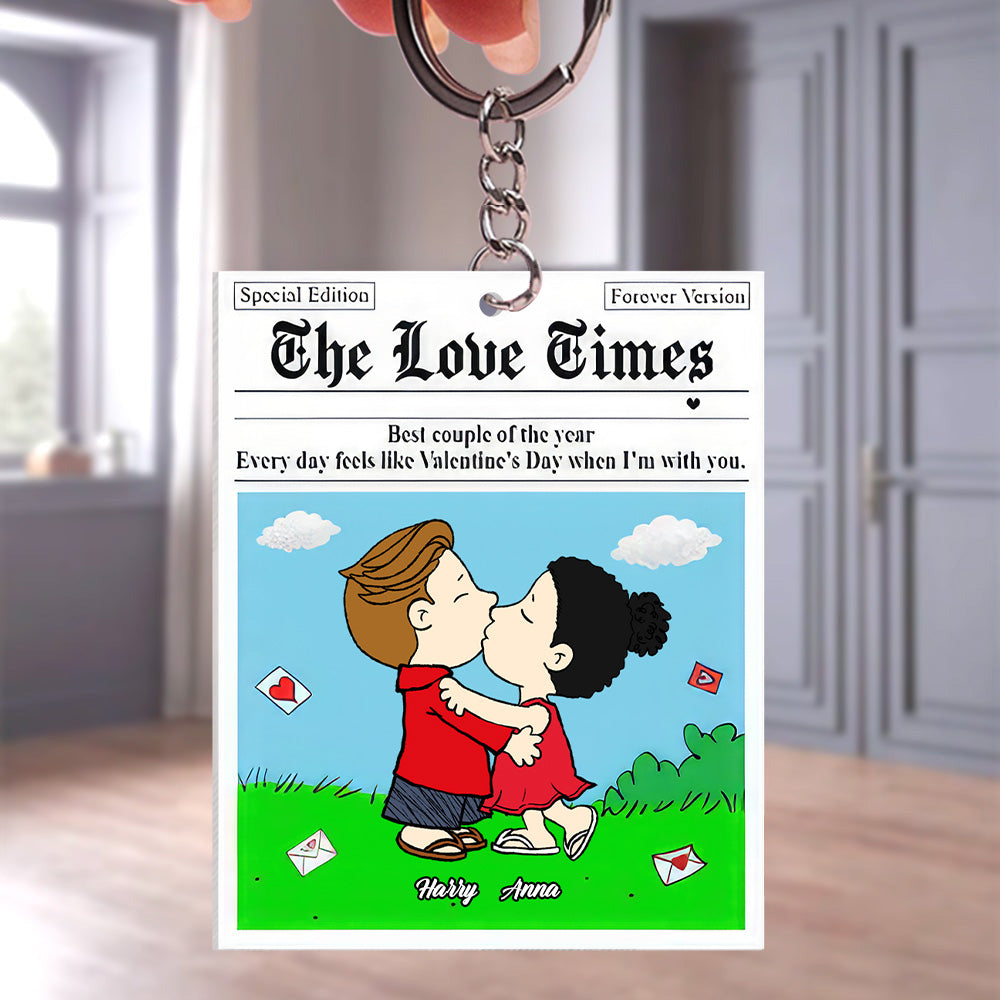 The Love Times Peanuts - Personalized Acrylic Keychain - Gift For Couple, Husband Wife, Anniversary, Engagement, Wedding, Marriage Gift GR9 NH96