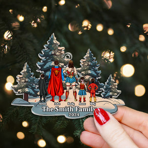 Super Hero Snowry Christmas 2024 - Personalized Acrylic Ornament - Gift For Family Members - CL02 NA94