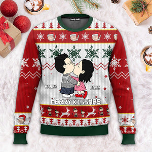 Merry Kissmas Peanuts - Personalized Ugly Sweatshirt - Gift For Couple, Husband Wife, Anniversary CL45