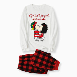 Life Isn't Perfect But We Are, Peanuts - Personalized Unisex Pajamas Set - Gift For Couple, Husband Wife, Anniversary, Engagement, Wedding, Marriage - CL45 NA94