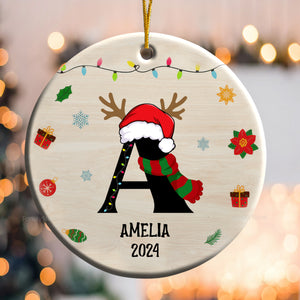 Name Monogram Christmas Family - Gift For Family - Personalized Ceramic Ornament NA94