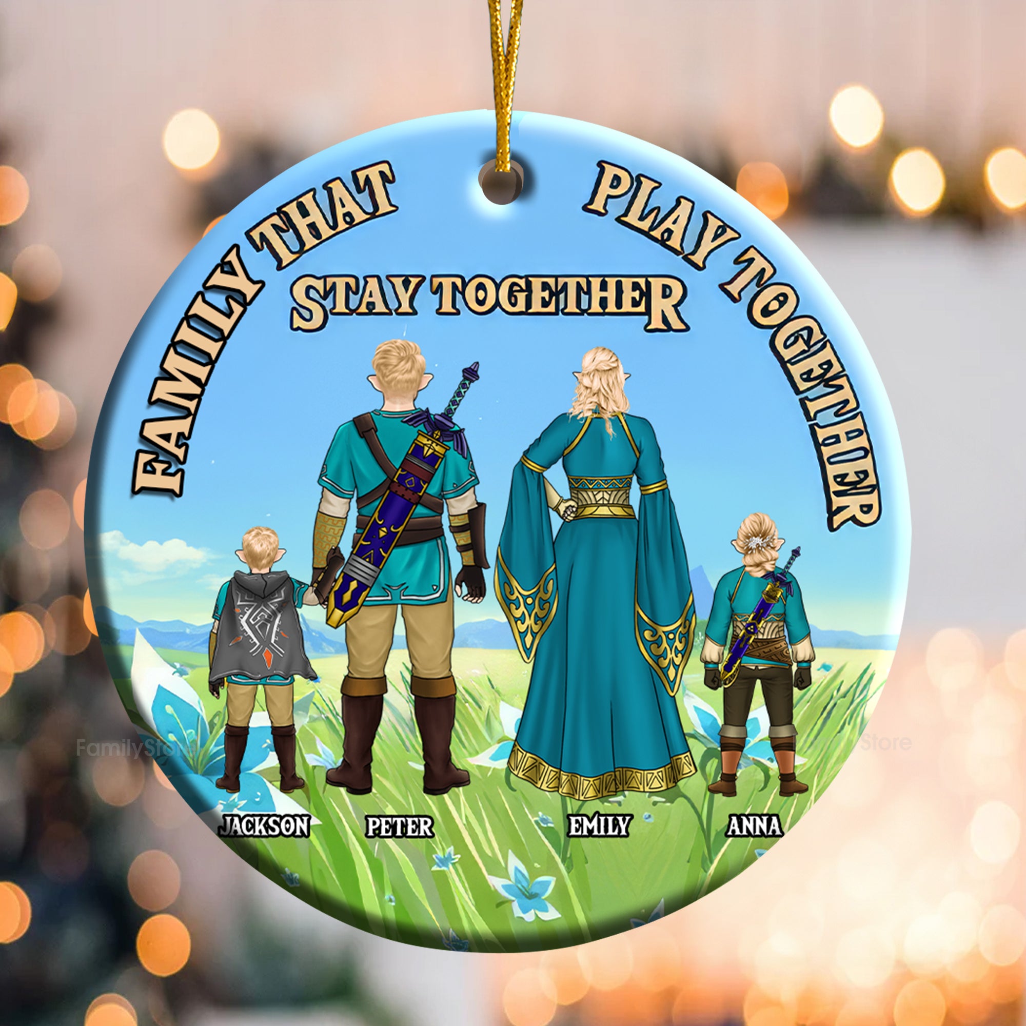 Family That Play Together Stay Together Zelda - Personalized Ceramic Ornament - Gift For Family Memmber CL07 NH96