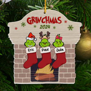 Hey Green Monsters Are On The Socks - Gift For Family Members - Personalized Acrylic Ornament - CL42 NA94