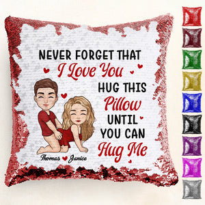 Couple I'd Rather Be Kissing You  - Personalized  Sequin Pillow  - Gift For Couple, Husband Wife, Anniversary, Engagement, Wedding, Marriage Gift|GR10 NA94