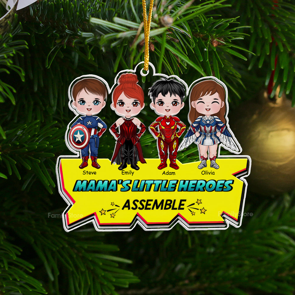 Little Heroes Assemble - Gift For Family, Kids - Personalized Acrylic Ornament - CL24 NA94